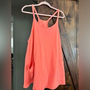 Free People Movement Hot Shot Mini Dress. Neon Coral Color. Lg